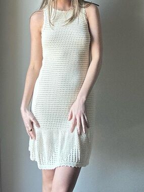 BB Dakota by Steven Madden City Walk Ivory Crochet  Midi Dress Size S “Like New”